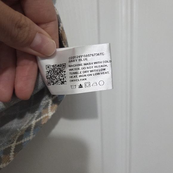 Cider Jacquard Quarter Zip Polo Geometric Short Sleeve Baby Blue Tee Sz Small - Picture 5 of 7